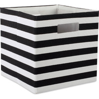 DII Polyester Cube Stripe Black Square