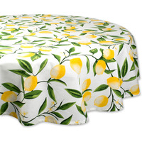 DII Lemon Bliss Print Tablecloth 70 Round