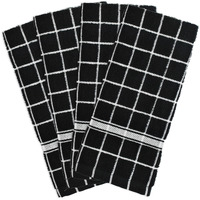 DII Black Solid Windowpane Terry Dishtowel (Set of 4)