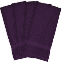 DII Dishtowel Set, Waffle Terry Collection, 15x26-inches, Eggplant