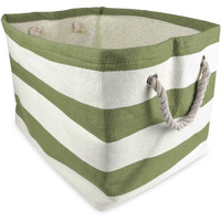 DII Paper Bin Stripe Olive Green Rectangle Large