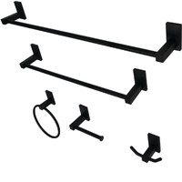 Kingston Brass BAHK8212478MB 5-Piece Bathroom Accessory Set, Matte Black