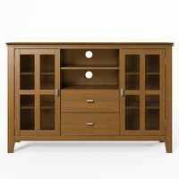 Artisan SOLID WOOD 53 inch Wide Transitional TV Media Stand in Honey Brown For TVs up to 60 inches