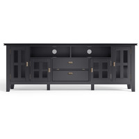 Artisan SOLID WOOD 72 inch Wide Transitional TV Media Stand in Black For TVs up to 80 inches