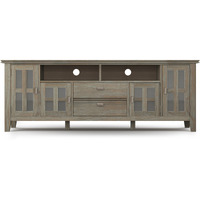 Artisan SOLID WOOD 72 inch Wide Transitional TV Media Stand in Distressed Grey For TVs up to 80 inches