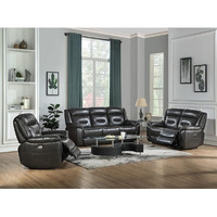 Loveseat (Power Motion) - Gray Leather-Aire Malaysia