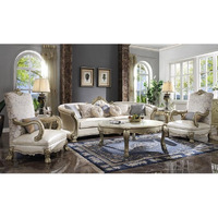 Accent Chair w/1 Pillow - Pearl PU/Fabric & Gold Patina Yantian