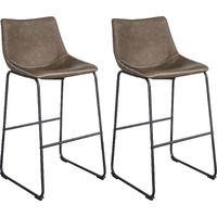 AmeriHome Classic Faux Leather Bar Chair Set - Coffee