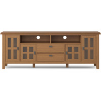 Artisan SOLID WOOD 72 inch Wide Transitional TV Media Stand in Honey Brown For TVs up to 80 inches