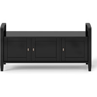 Warm Shaker SOLID WOOD 44 inch Wide Transitional Entryway Storage Bench in Black