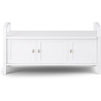 Warm Shaker SOLID WOOD 44 inch Wide Transitional Entryway Storage Bench in White