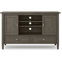 Warm Shaker SOLID WOOD 47 inch Wide Transitional TV Media Stand in Farmhouse Grey For TVs up to 50 inches