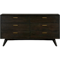 Baly Acacia Mid-Century 6 Drawer Dresser