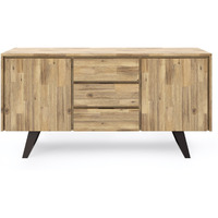 Lowry SOLID ACACIA WOOD Sideboard Buffet in Distressed Golden Wheat
