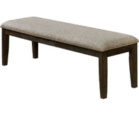 Fabric Upholstered Bench with Nailhead Trim and Tapered Legs, Gray and Espresso