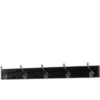 Wooden Mallet 5 Hook Coat Rack, Nickel Hooks, Black