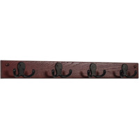 Wooden Mallet 4 Double Prong Hook Rail/Coat Rack, Black Hooks, Mahogany