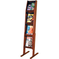 Wooden Mallet Slope 8 Pocket Standing Literature Display, 4Hx2W, Mahogany