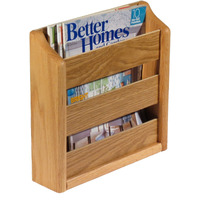 Wooden Mallet Oak Magazine Rack, Wall Mount or Tabletop, Light Oak