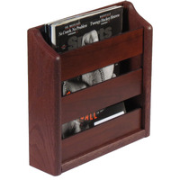 Wooden Mallet Oak Magazine Rack, Wall Mount or Tabletop, Mahogany