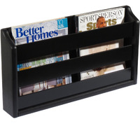 Wooden Mallet Doublewide Oak Magazine Rack, Wall Mount or Tabletop, Black