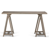 Sawhorse SOLID WOOD Modern Industrial 56 inch Wide Writing Desk in Distressed Grey