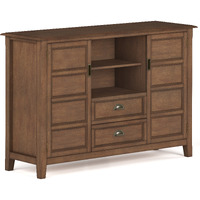 Burlington SOLID WOOD Tall TV Media Stand in Rustic Natural Aged Brown For TVs up to 60 inches