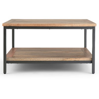 Skyler SOLID MANGO WOOD and Metal 34 inch Wide Square Industrial Coffee Table in Natural