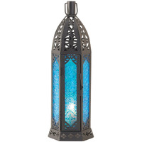 TALL FLORET BLUE CANDLE LANTERN