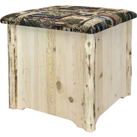 Montana Collection Upholstered Ottoman w/ Storage, Woodland Upholstery, Ready to Finish