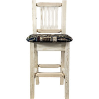 Homestead Collection Barstool w/ Back, Ready to Finish w/ Upholstered Seat, Woodland Pattern