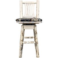 Montana Collection Barstool w/ Back & Swivel, Ready to Finish w/ Upholstered Seat, Woodland Pattern