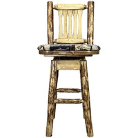Glacier Country Collection Barstool w/ Back & Swivel w/ Upholstered Seat, Woodland Pattern