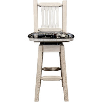 Homestead Collection Barstool w/ Back & Swivel, Ready to Finish w/ Upholstered Seat, Woodland Pattern