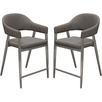 Adele Set of Two Counter Height Chairs in Grey Leatherette w/ Brushed Stainless Steel Leg by Diamond Sofa