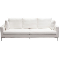 Seattle Loose Back Sofa in White Linen w/ Polished Silver Metal Leg by Diamond Sofa