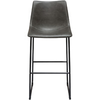 Theo Set of (2) Bar Height Chairs in Weathered Grey Leatherette w/ Black Metal Base by Diamond Sofa