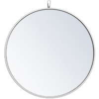 Metal frame round mirror with decorative hook 21 inch in White