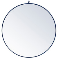 Metal frame round mirror with decorative hook 39 inch in Blue