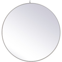 Metal frame round mirror with decorative hook 39 inch in Silver