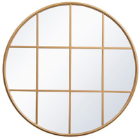Metal windowpane mirror 36 inch in x 36 inch in Brass
