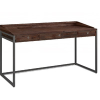 Ralston Solid Acacia Wood Desk in Distressed Charcoal Brown