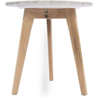 Cherie 15" Round Italian Carrara White Marble Table with Oak Legs