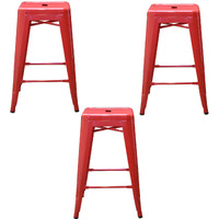 Loft Red 24 in. Metal Bar Stool - 3 Piece