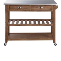 Sonoma Kitchen Cart with Stainless Steel Top [Barnwood Wire-Brush]
