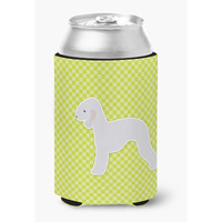 "Caroline's Treasures Bedlington Terrier Checkerboard green Can or Bottle Hugger BB3794CC, Can Hugger, Multicolor"