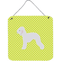"Caroline's Treasures Bedlington Terrier Checkerboard Green Wall or Door Hanging Prints BB3794DS66, 6"" x 6"", Multicolor"