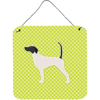 "Caroline's Treasures English Pointer Checkerboard Green Wall or Door Hanging Prints BB3795DS66, 6"" x 6"", Multicolor"