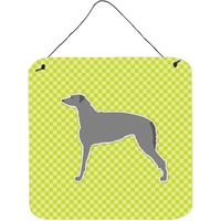 "Caroline's Treasures Scottish Deerhound Checkerboard Green Wall or Door Hanging Prints BB3796DS66, 6"" x 6"", Multicolor"