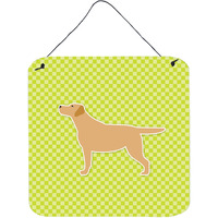 "Caroline's Treasures Yellow Labrador Retriever Checkerboard Green Wall or Door Hanging Prints BB3797DS66, 6"" x 6"", Multicolor"